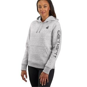 CARTHARTT WOMEN'S RELAXED FIT MIDWEIGHT LOGO SLEEVE GRAPHIC HOODIE Sz M